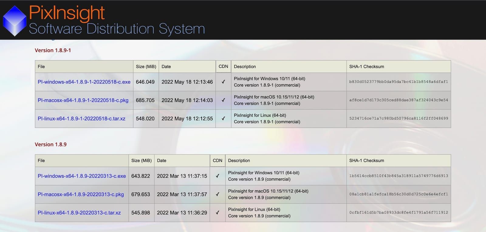 PixInsight Downloads