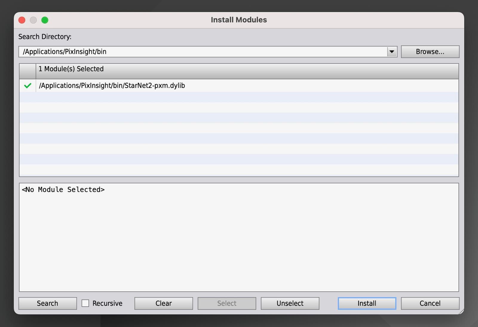 PixInsight Install StarNet Module