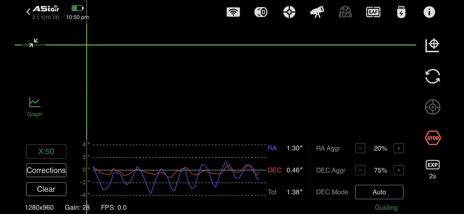 ZWO ASI Air - Guiding Graph